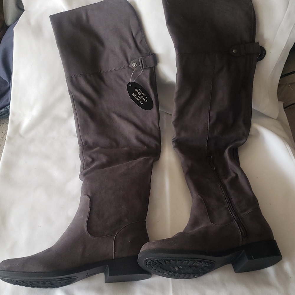 Sun + Stone Women's Over the Knee Boots in Dark Gray